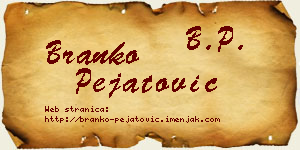 Branko Pejatović vizit kartica